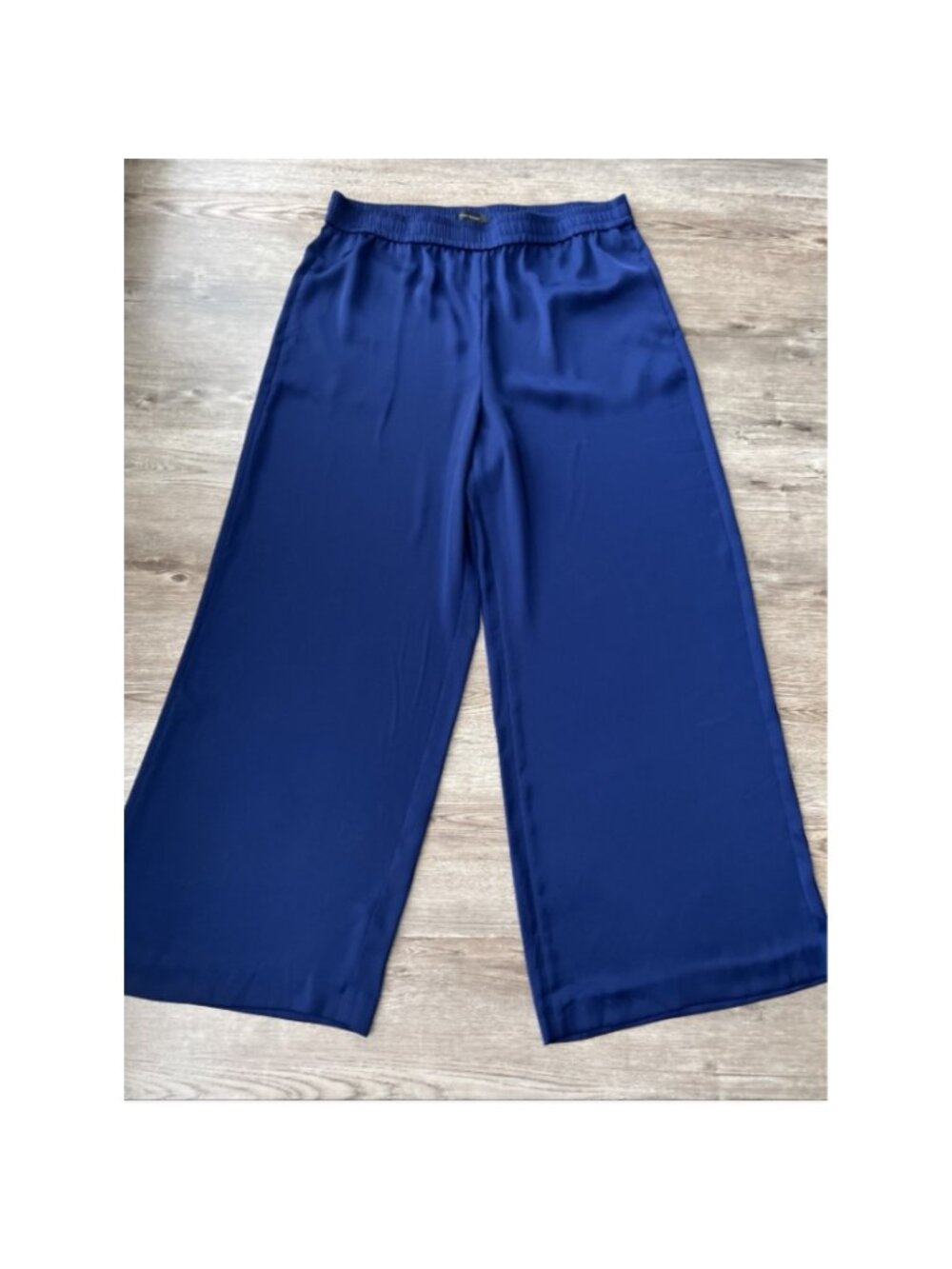 Ann Taylor Satin Wide Leg Pants Womens XL Blue Pull On Full Length